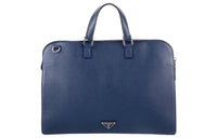PRADA Leather Shoulder Bag Crossbody Bag Handbag Briefcase Men's Marine Blue