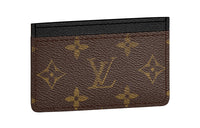 LOUIS VUITTON Canvas With Leather Trim Card Holder Women's Brown