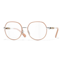CHANEL Metal Irregular Shape Eyeglass Frames Unisex Pink