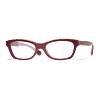 CHANEL Acetate Butterfly Eyeglass Frames Unisex Red Brown