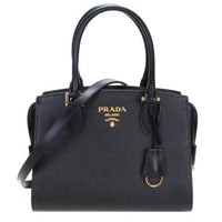 PRADA Cow Leather Shoulder Bag Crossbody Bag Handbag Women's Black