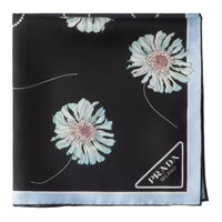 PRADA Fabric Silk Scarves Women's Blue