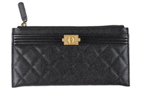 CHANEL Cow Leather Card Holder Wallet Clutches Women's Black
