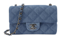 CHANEL Classic Flap CF Denim Mouth Cover Bag Crossbody Bag Mini Women's Light Blue