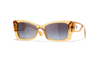 CHANEL Plastic Cat Eye Sunglasses Unisex Orange