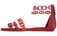 HERMES Nappa Strap Sandals Women's Red