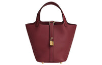 HERMES Picotin Lock Clemence Bullock Leather Basket Bag Handbag Women's 55 RougeH Hermes Red