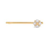 CELINE Hair Slide In Brass With Gold Finish And Resin Pearls