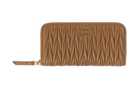 MIU MIU Leather Wallet Tubas Women's Caramel