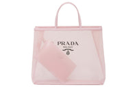 PRADA Fabric With Leather Tote Bag Shopping Bag Handbag Women's Pink