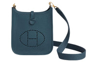 HERMES Evelyne Leather Ivorie Shoulder Bag Crossbody Bag Unisex Prussian Blue