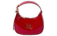 MIU MIU Leather Crescent Bag, Hobo Bag, Shoulder Bag, Crossbody Handbag Regular Women's Red