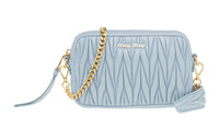 MIU MIU Matelassé Pattern Soft Sheepskin Handheld Crossbody Bag Shoulder Bag Women's Light Blue