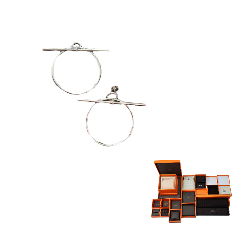 HERMES 925 Sterling Silver Earrings Women's Silver