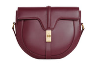 CELINE 16 Cow Leather Shoulder Bag Women's Burgundy Red