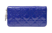 DIOR Patent Leather Wallet Women's Purple