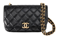 CHANEL Lambskin Cell Phone Pouch Crossbody Bag Shoulder Bag Women's Black