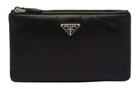 PRADA Leather 2 in 1 Detachable Clutch Small Size Unisex Black