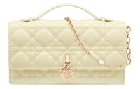 DIOR Sheepskin Shoulder Bag Crossbody Bag Handbag Mini Women's Light Yellow