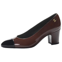 CHANEL Chunky Heel High Heels 6.5cm Women's Brown