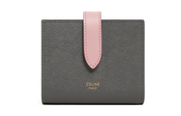 CELINE Cow Leather Wallet Trumpets Women's Gray/Vintage Pink
