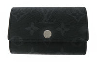 LOUIS VUITTON Coated Canvas With Leather Trim Canvas Bag Key Pouch Regular Men's Black