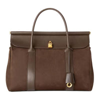 Loro Piana Calfskin Leather Handbag Women's Black Chocolate Licorice