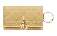 DIOR Lady Dior Lambskin Key Pouch Women's Light Yellow