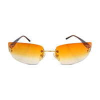 CHANEL Metal Acrylic Cat Eye Sunglasses Women's Orange