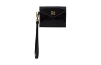 MIU MIU Patent Leather Card Holder Mini Women's Black & Red