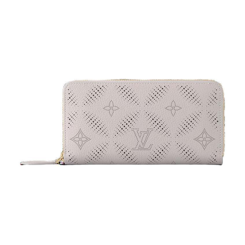 LOUIS VUITTON Zippy Mahina Leather Wallet Women's Blossom Gray & Pink