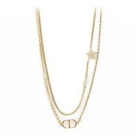 DIOR Metal, White Crystal Necklaces Women's Gold