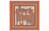 HERMES Shawls Women's Orange/Red Brown/Natural