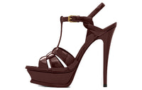 SAINT LAURENT Tribute One Strap Sandals, Heel Height 13.5cm Women's Burgundy