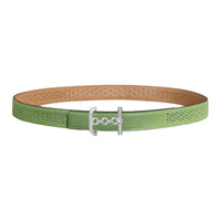 HERMES Calfskin Leather Belts Women's Green Brown Width 2.4CM