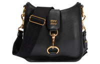 MIU MIU Cow Leather Crossbody Bag Shoulder Bag Women's Black