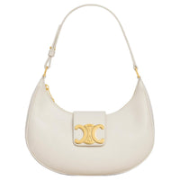CELINE AVA Calfskin Handbag, Shoulder Bag Medium Size Women's White