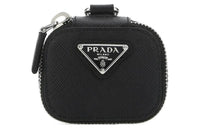 PRADA Cross Grain Leather Air Pods Protective Cover Shoulder Bag, Crossbody Bag Regular Women's Black