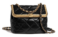 CHANEL Sheepskin Crossbody Bag Women's Black
