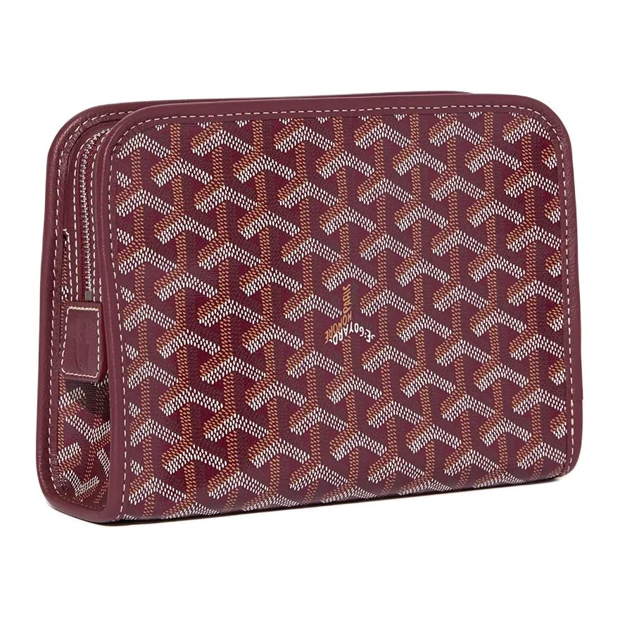 GOYARD Canvas Toiletry Bag Small Size Unisex Burgundy
