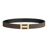 HERMES Calfskin Leather Belts Women's Black Width: 3.2CM