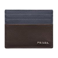 PRADA Saffiano Leather Card Holder Men's Coffee
