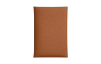 HERMES Calvi Cow Leather Wallets Card Holders Women's Gold Brown/Bubble Green