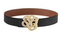 LOUIS VUITTON 24 Spring Iconic Design Leather Belts Men's Black Width: 4CM
