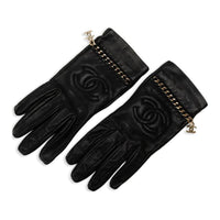 CHANEL Lambskin Gloves Women's Black