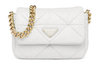 PRADA Soft Sheepskin Leather Handbags Shoulder Bags Women's White