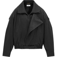 SAINT LAURENT FW24 Leather Jacket Women's Black