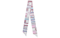 HERMES Silk Scarves Women's Rose Red/Sky Blue/Bordeaux