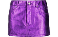 SAINT LAURENT Leather Short Skirts Women's Purple