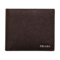 PRADA Saffiano Leather Wallet Men's Coffee